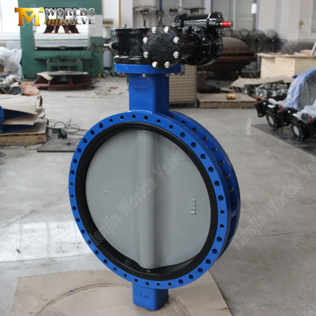 صمام فراشة شفة من النوع U يعمل بالعتاد مع قرص مطلي بالنايلون