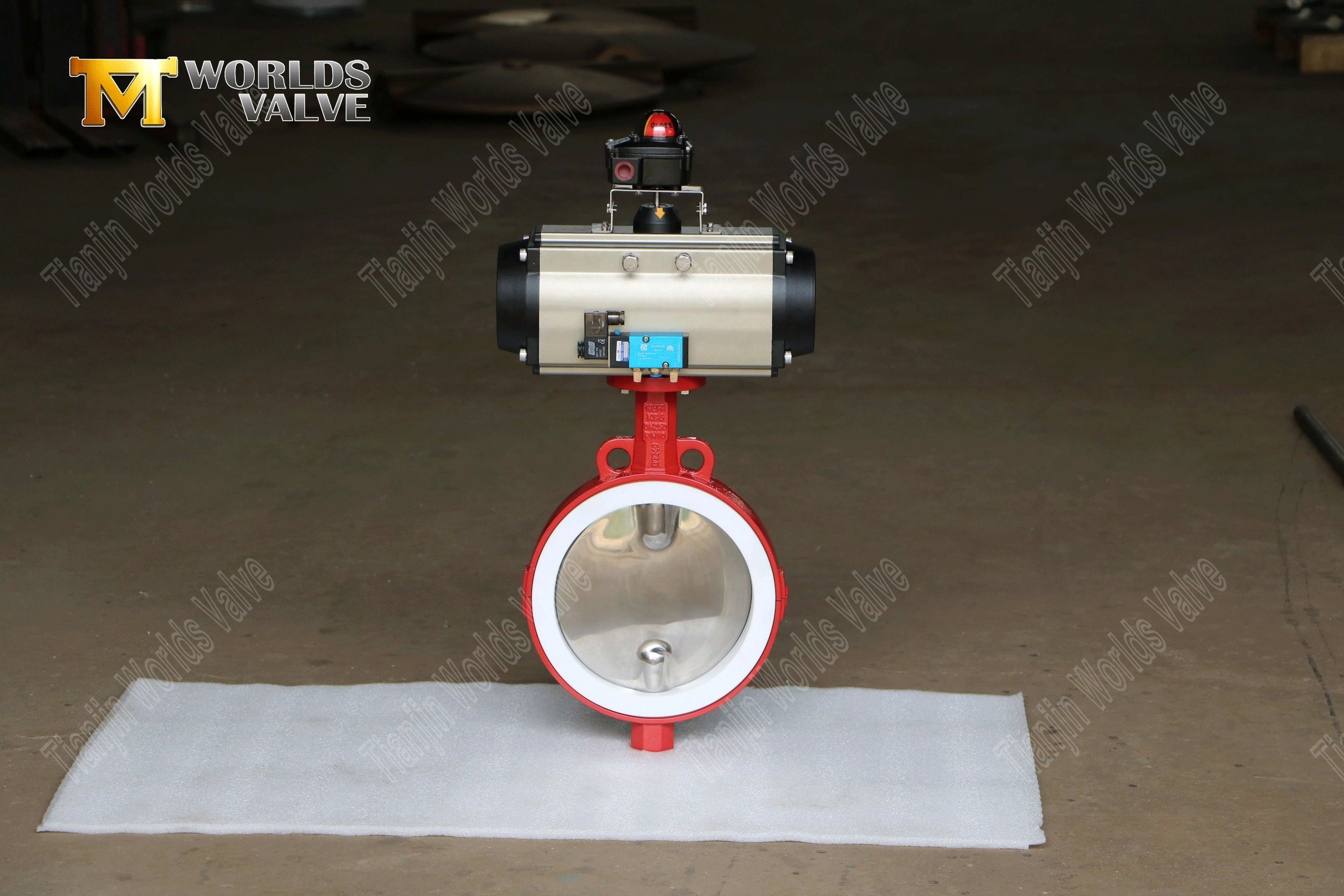 صمام الفراشة المبطن PTFE مع قرص مصقول ومشغل هوائي 1 (4)
