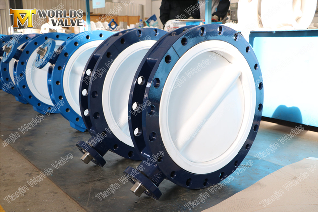PTFE / PFA طلاء القرص سبليت تصميم الجسم فراشة صمام PN10 Class150 PN16