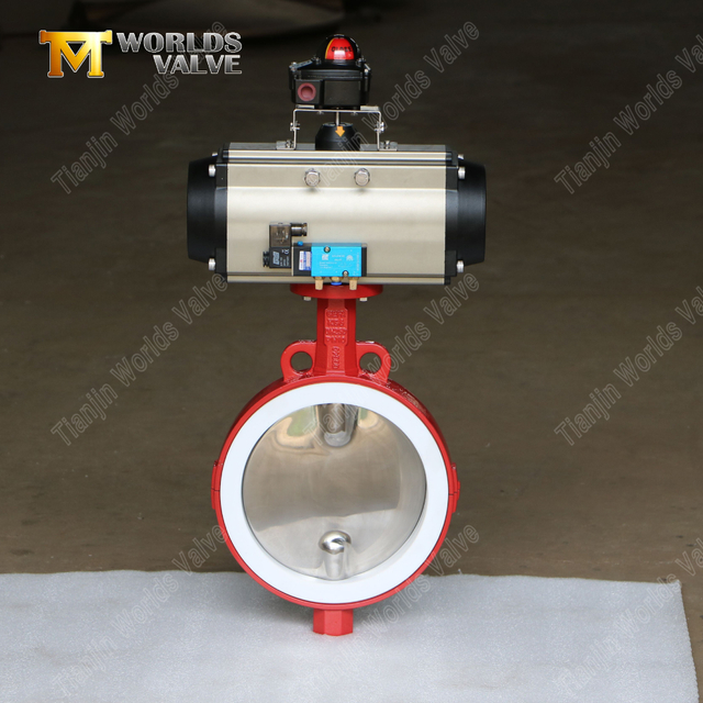 صمام فراشة بمقعد PTFE منقسم مع قرص CF8M