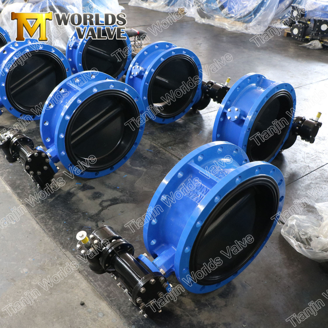 صمام الفراشة ذو الحواف المزدوجة ذو الختم المركزي مع قرص مطلي بالمطاط بالكامل