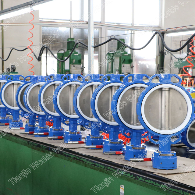 PTFE بطانة مقعد رقاقة نوع فراشة صمام FBE طلاء الجسم ASME B16.34