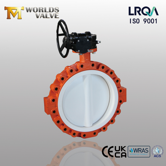 Lug Type PTFE SEAT وصمامات فراشة القرص مع معدات الدودة