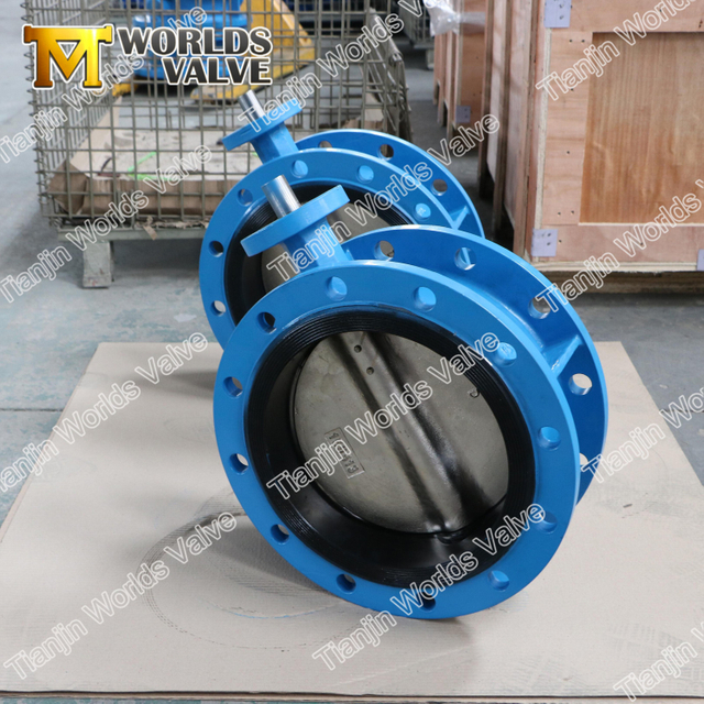 AWWA C504 Double Flange Butterfly Valve AWWAC207 اتصال شفة مع مشغل علبة التروس