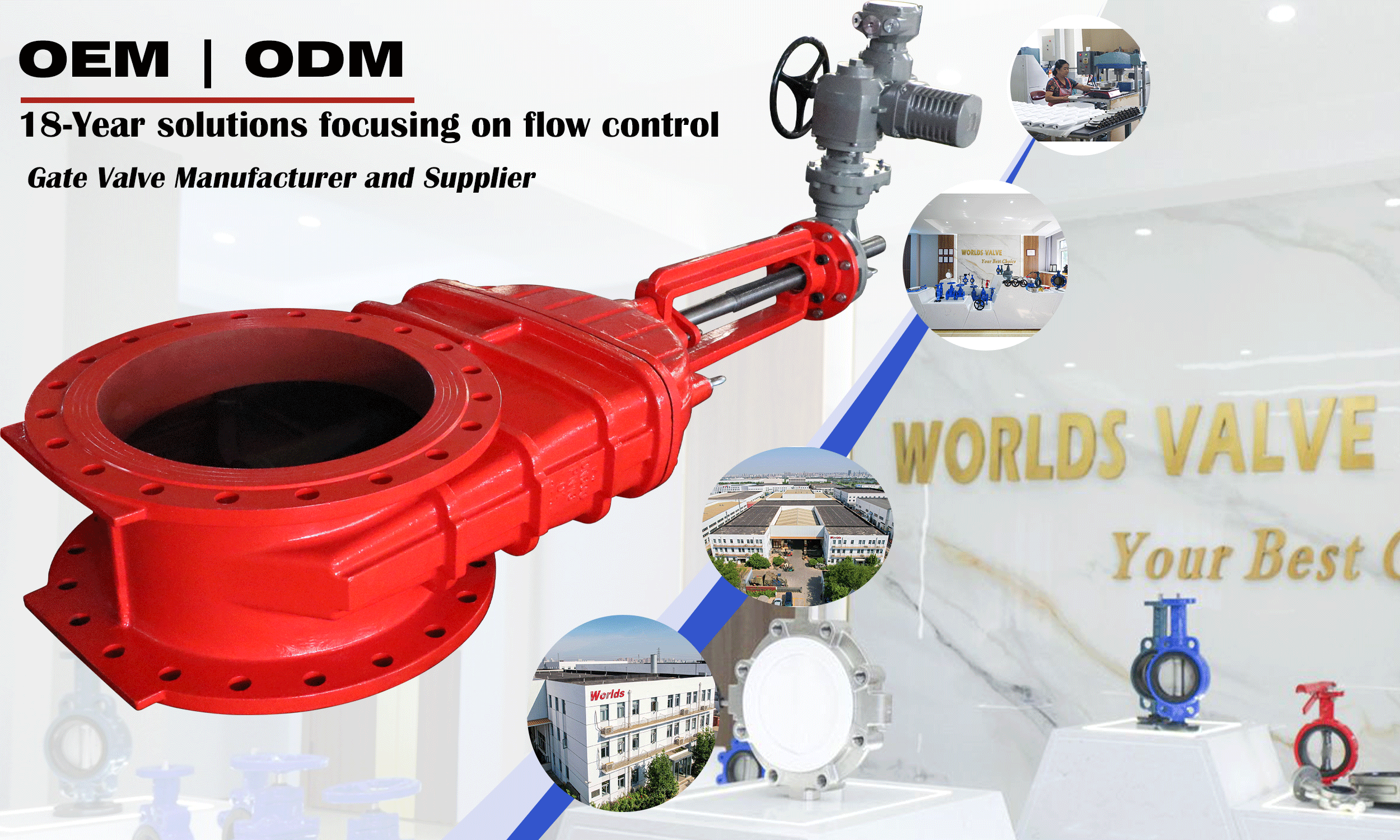 DN600 ارتفاع صمام بوابة الحديد الجذعية مع مشغل كهربائي