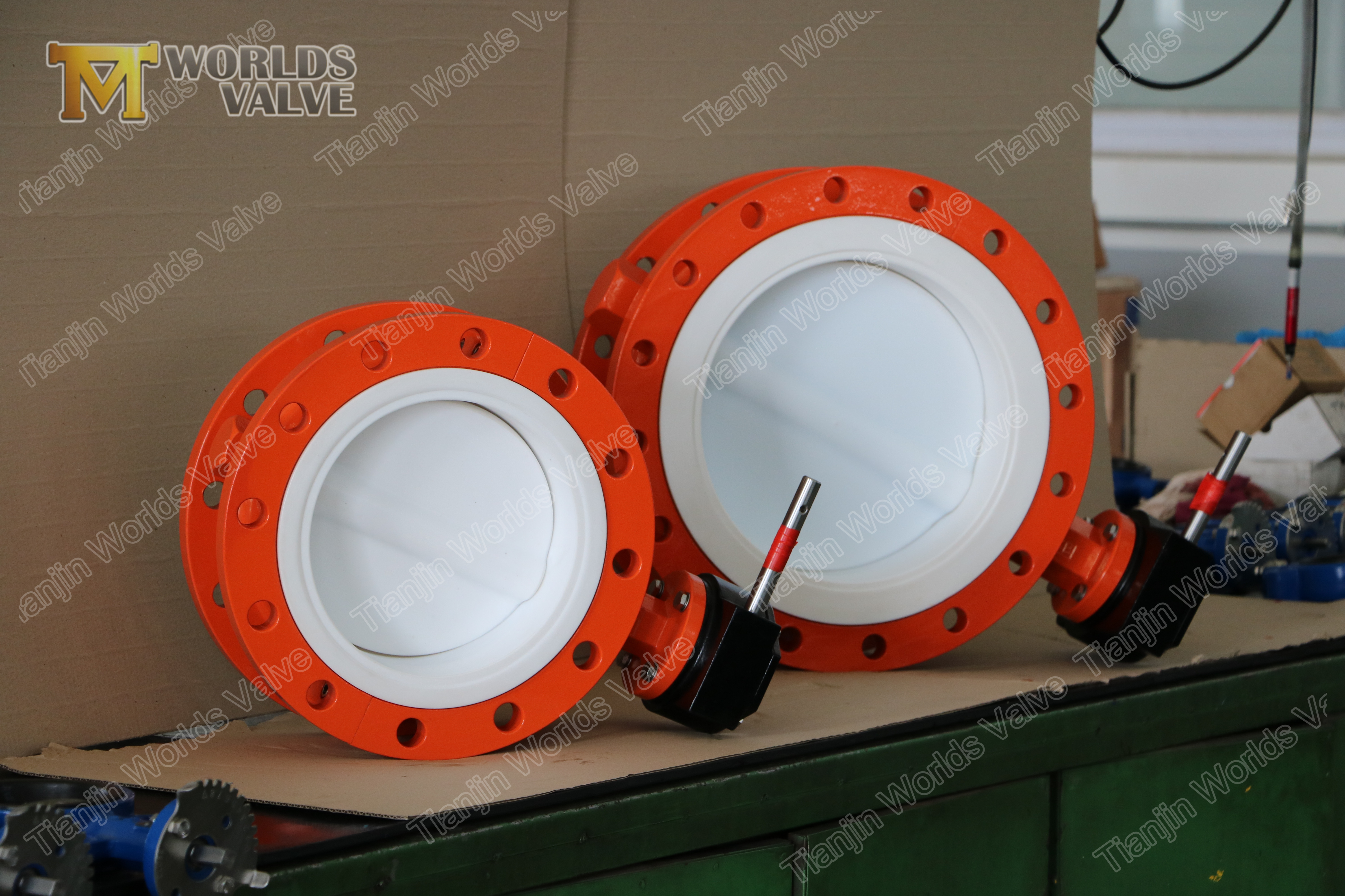 4 PTFE مقعد قطعتين الجسم سبليت الجسم مزدوج شفة فراشة صمام