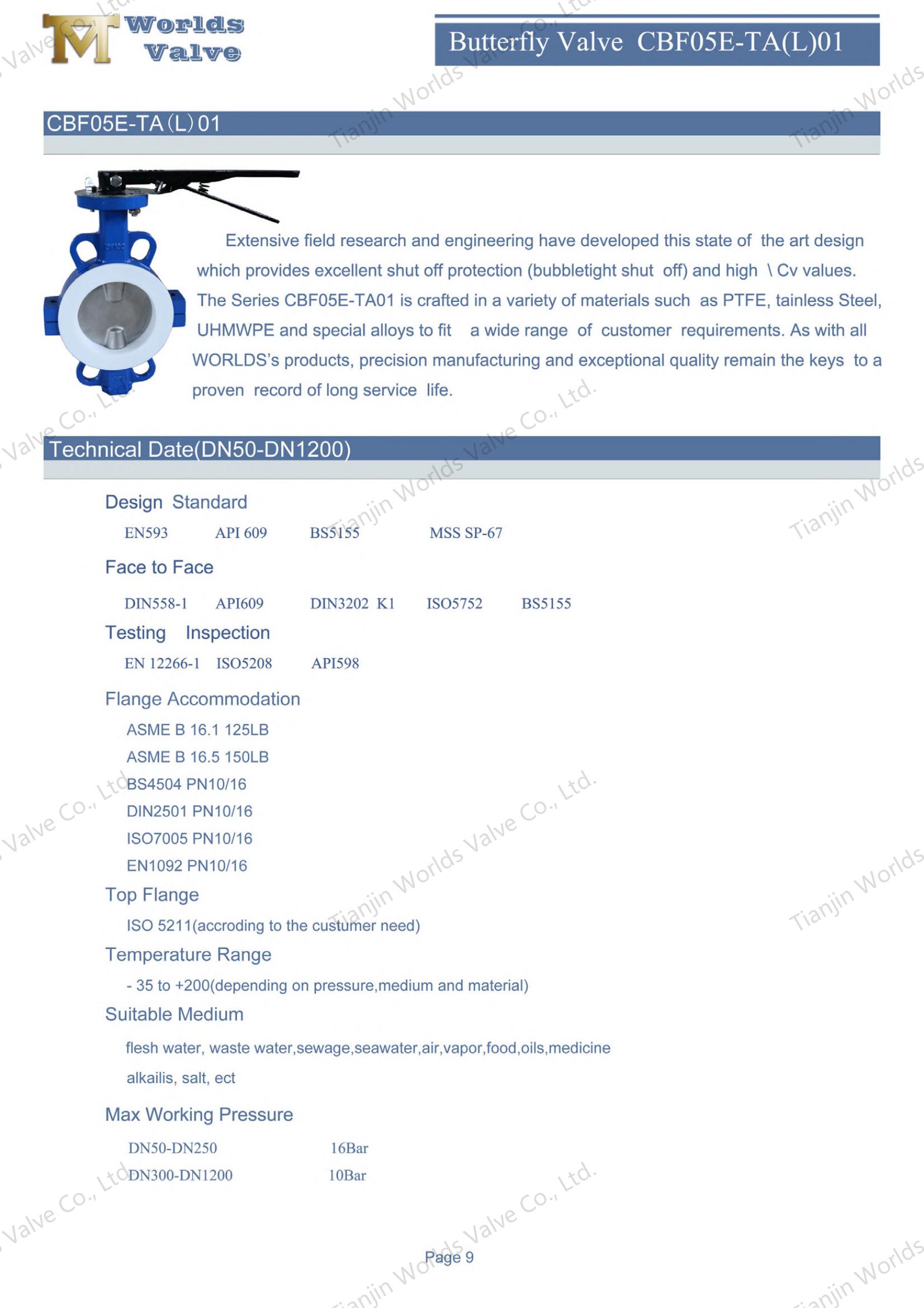 DN100 Teflon تصطف على رقاقة تقسيم صمامات الفراشة الفراشة التحكم في التدفق المقاوم للتآكل (10)