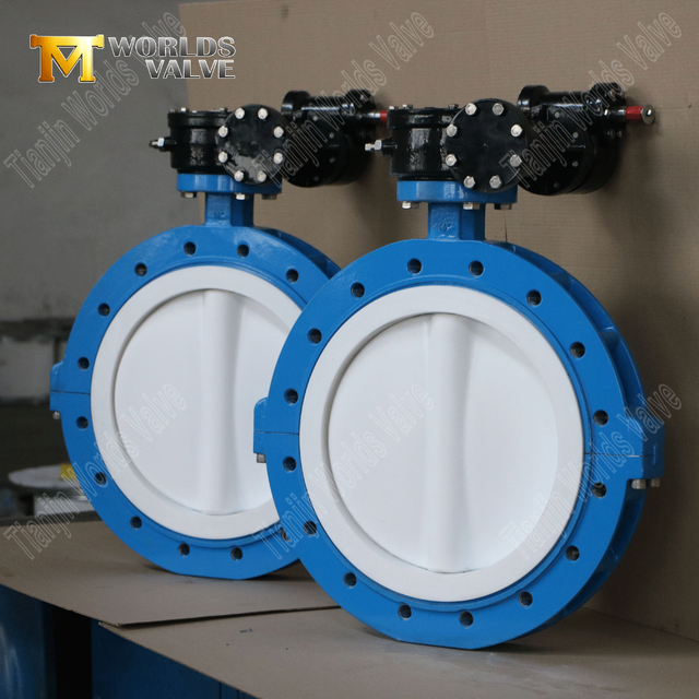 Lug Type PTFE SEAT وصمامات فراشة القرص مع معدات الدودة