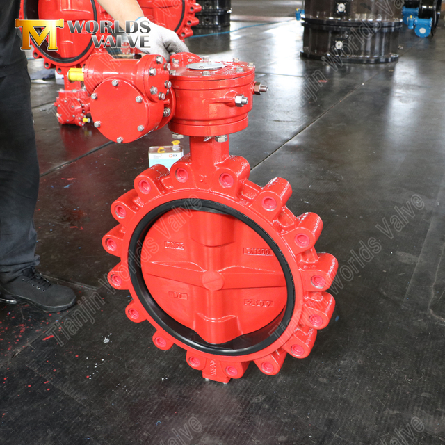 صمام الفراشة العروة - مقعد WRAS EPDM، يعمل بالترس، DN50-DN1200