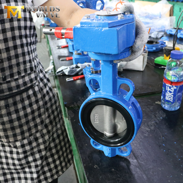 صمام الفراشة الويفر الذي يعمل بالتروس – مقعد EPDM قابل للاستبدال، PN10